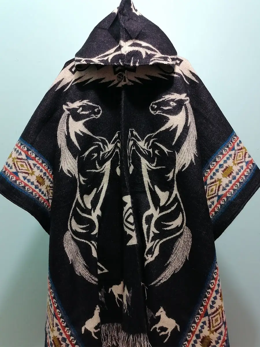 Ethnic Animal Print Hooded Cloak