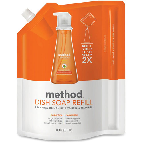 Method Products Inc. Method Products Dish Soap Refill | Clementine Scent， 36 oz Pouch， 6