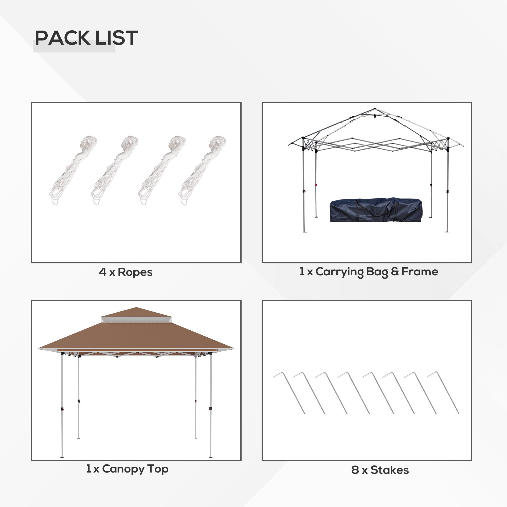 Outsunny 12' x 12' Pop Up Canopy Tent with Netting and Carry Bag, Instant Sun Shelter, Tents for Parties, Height Adjustable, for Outdoor, Garden, Patio, Khaki