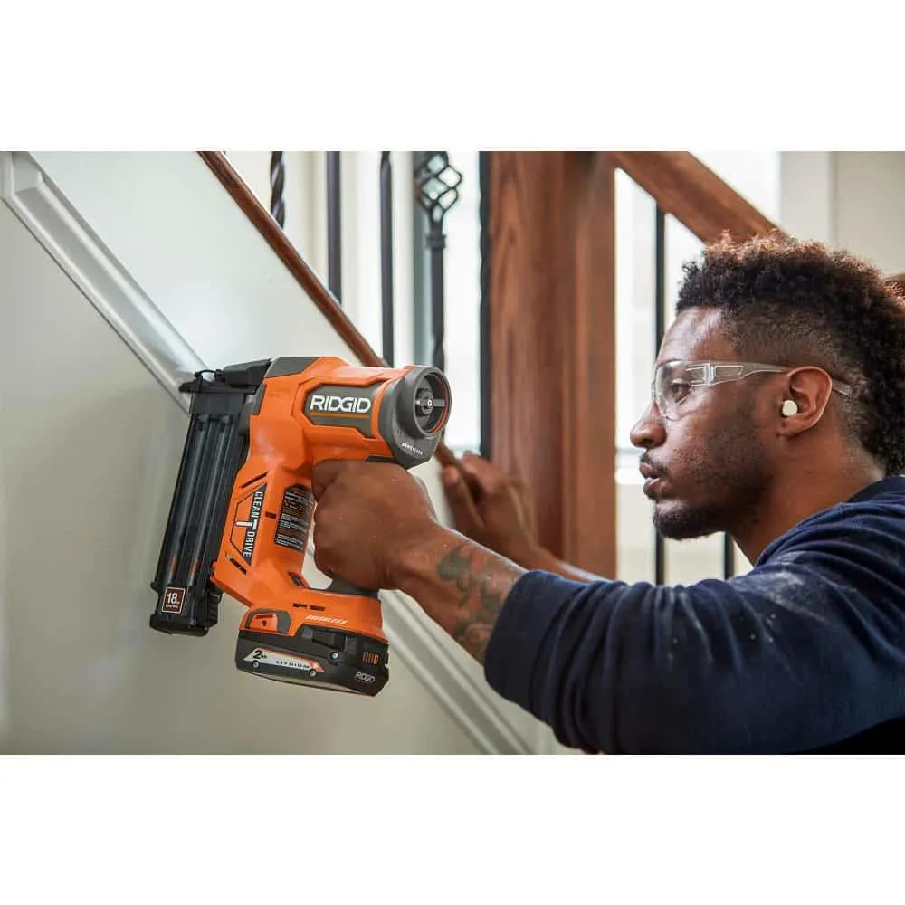 RIDGID 18V Brushless Cordless 18-Gauge 2-1/8 in. Brad Nailer (Tool Only) with CLEAN DRIVE Technology R09891B