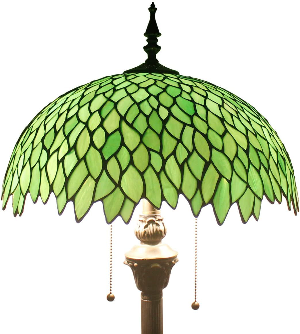  Floor Lamp Green Wisteria Stained Glass Standing Reading Light 16X16X64 Inches Antique Style Pole Corner Lamp Decor Bedroom Living Room Home Office S523 Series