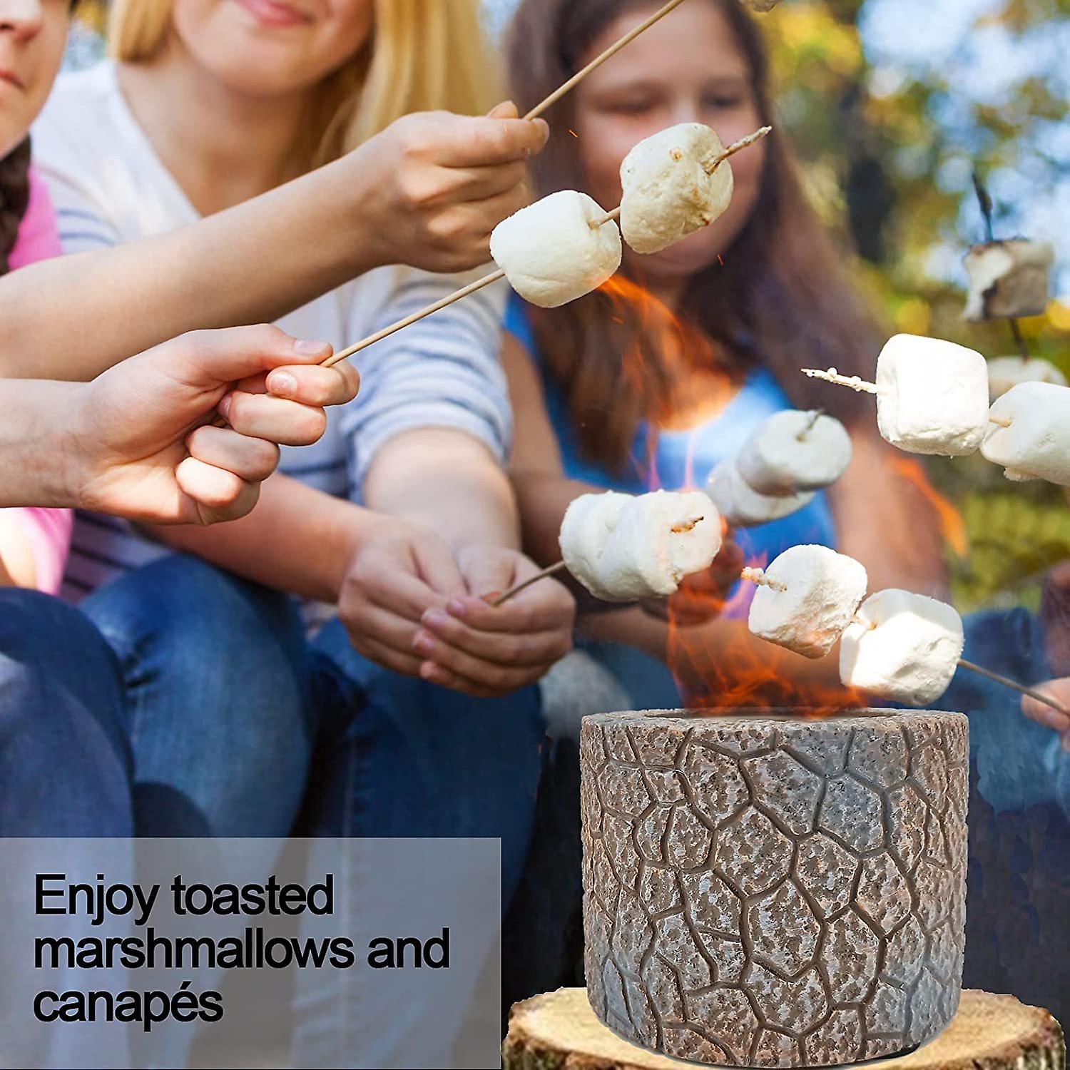 Tabletop Fireplace Mini Portable Concrete Fire Pit Bowl Indoor Outdoor Smores Maker Firepit Brown