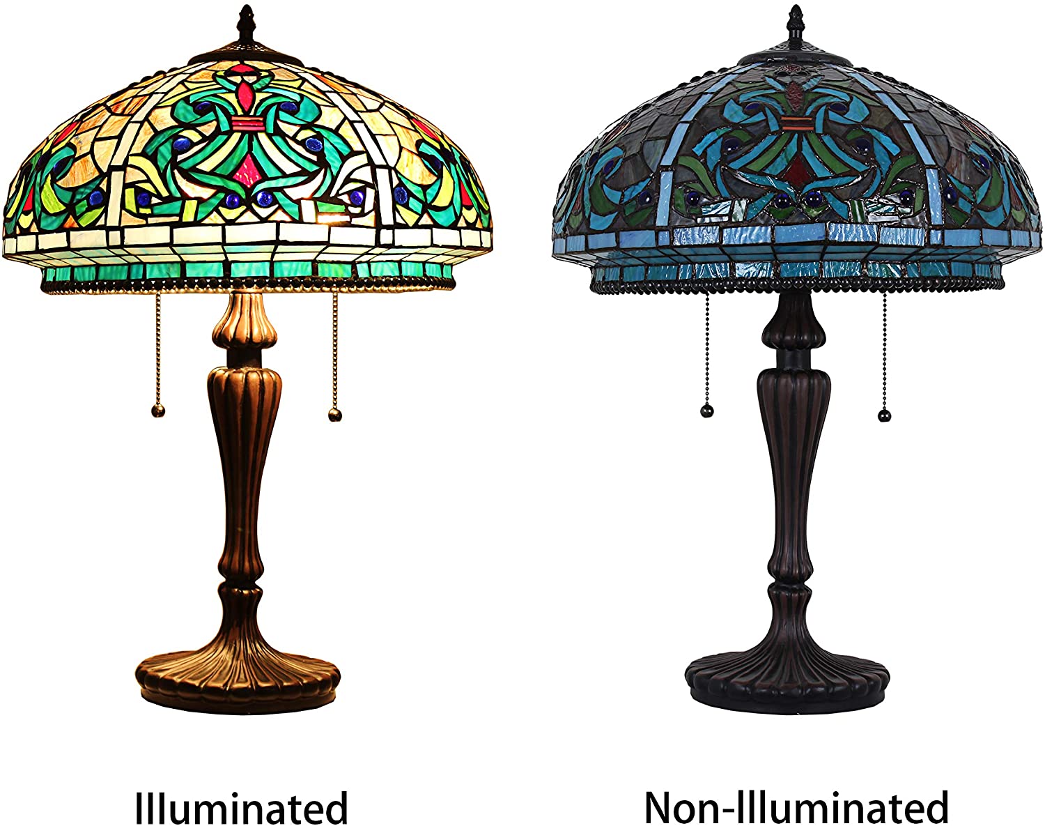 RADIANCE Goods -Style Victorian Stained Glass Table Lamp 17" Width