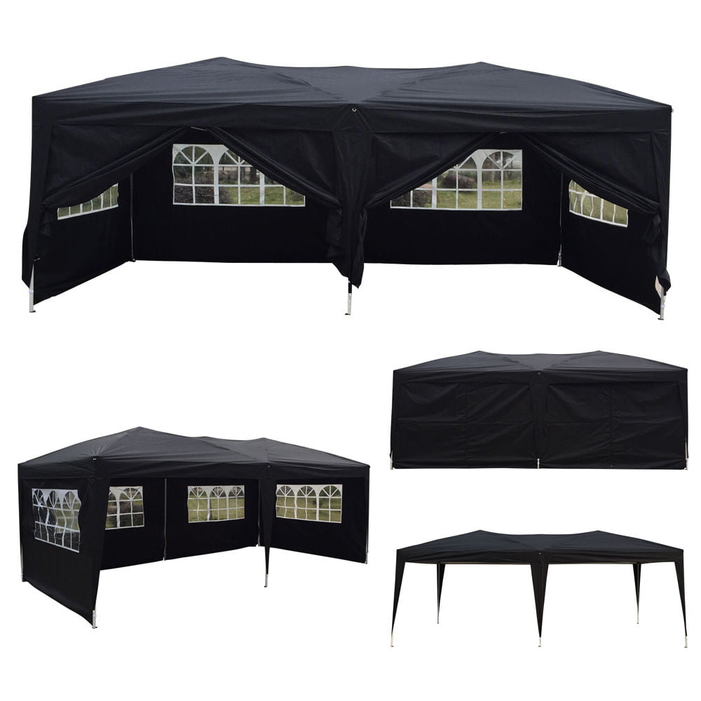 Zimtown 10'x20' Ez Pop up Wedding Party Tent Canopy 6 Sides Black