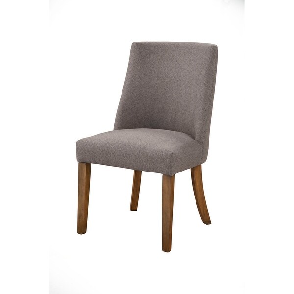 Fabric Upholstered Wooden Side Chairs With Curved Backrest， Set of Two， Gray and Brown - 36.5 H x 21.25 W x 26 L Inches