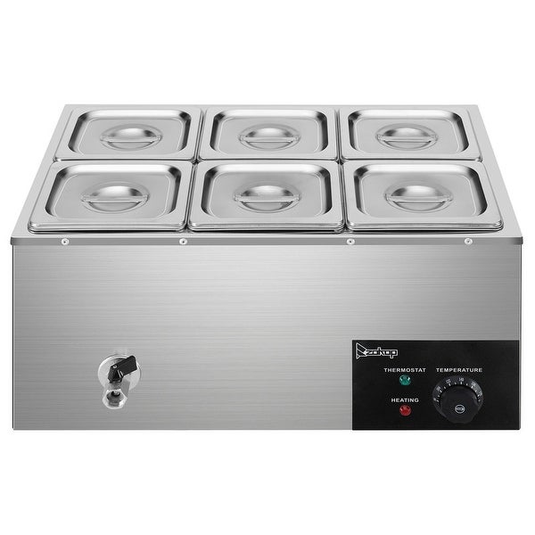 ZOKOP 1200W 19Qt Stainless Steel Small Six Plates Heating Food Warmer - - 36503143