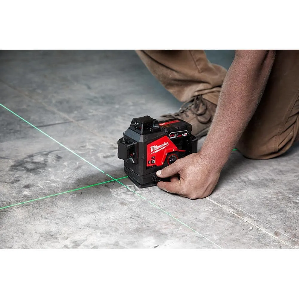 Milwaukee M12 12-Volt Lithium-Ion Cordless Green 250 ft. 3-Plane Laser Level Kit with One 4.0 Ah Battery, Charger and Case 3632-21