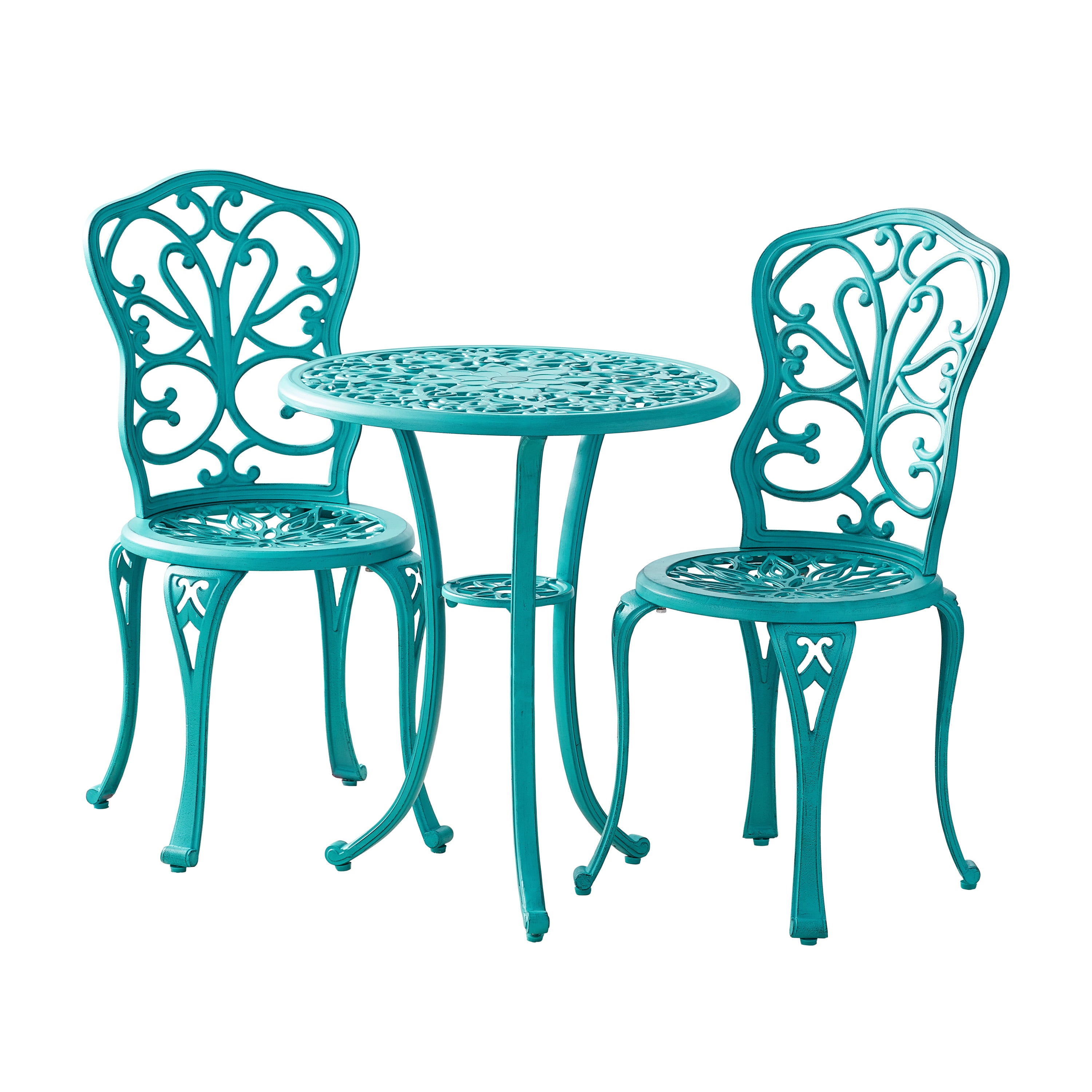 The Pioneer Woman Goldie 3-Piece Cast Aluminum Garden Bistro Set, Teal