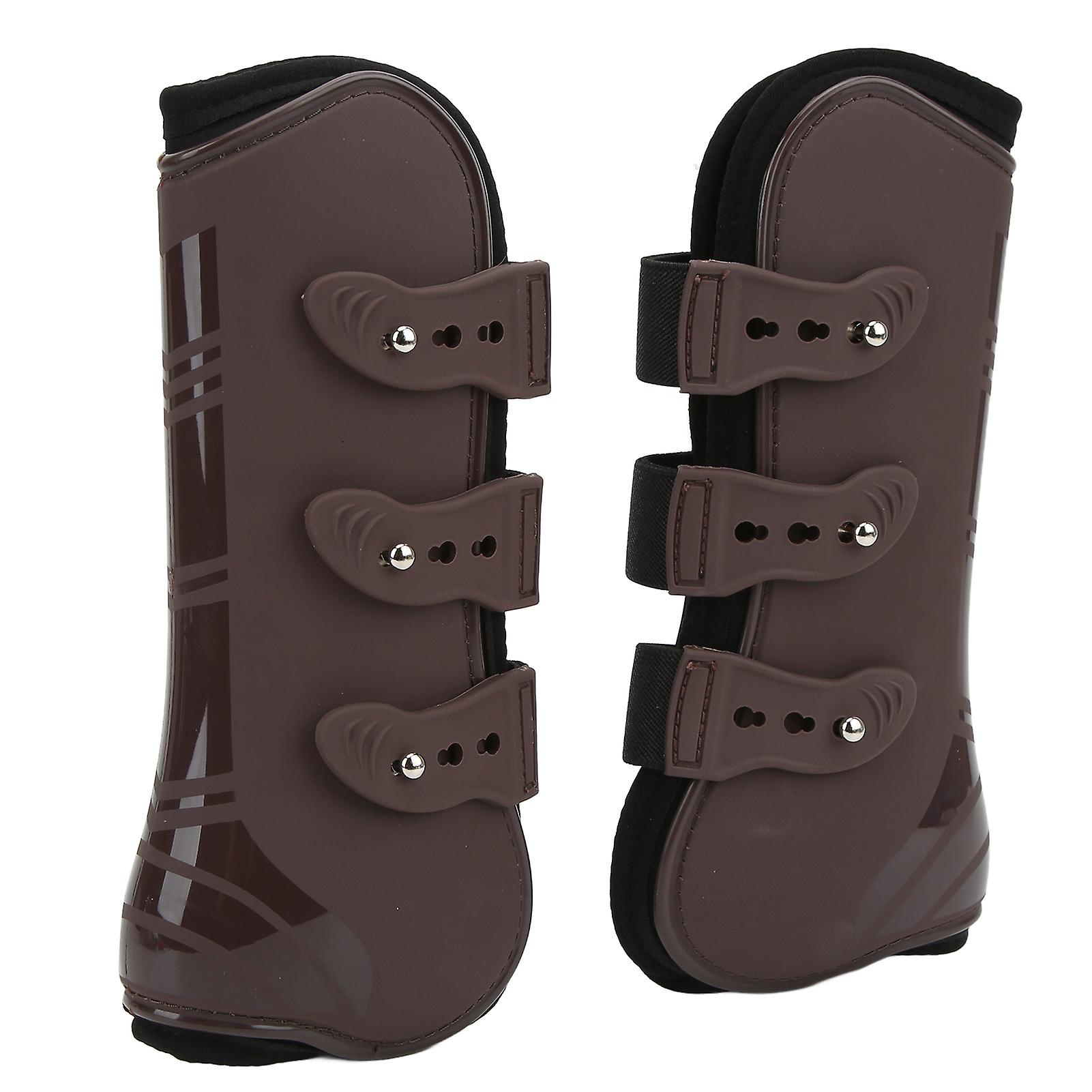 2pcs Horse Front Legs Guard Pu Neoprene Horse Leg Protective Boots For Riding Jumpingpair Of Brown Front Legs Xl