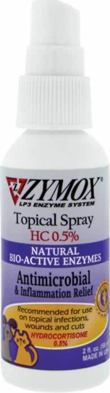 Zymox Hydrocortisone 0.5% Topical Spray for Dogs and Cats， 2 Ounces