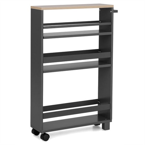 4-Tier Slim Kitchen Storage Cart Narrow Slide Out Trolley Adjustable Shelf - 21