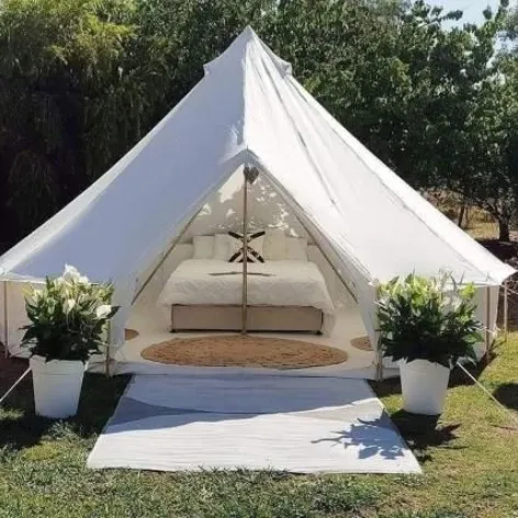 Luxury Outdoor Canvas Cabin Bell Tents Waterproof Family Glamping Camping Tent