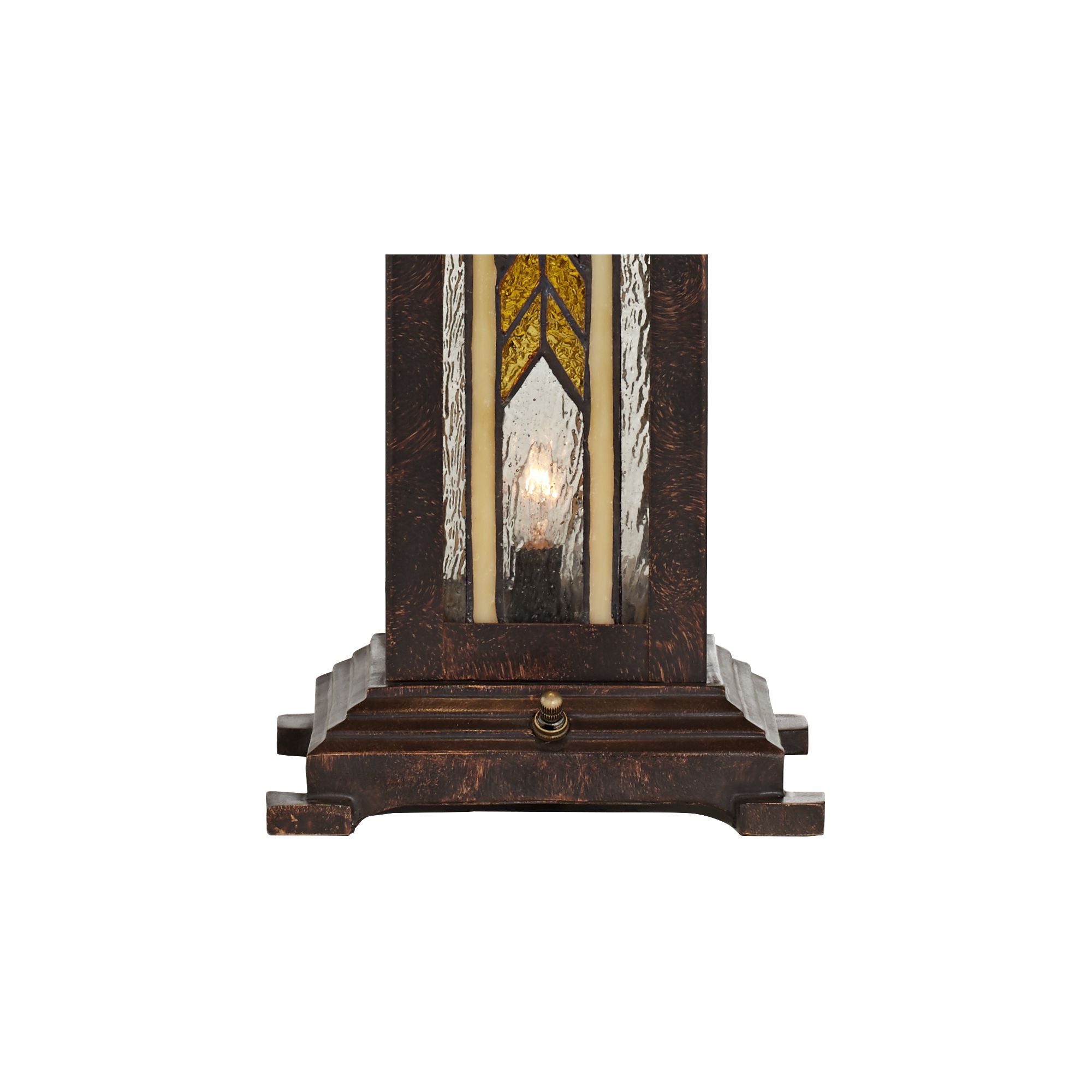 Franklin Iron Works  Style Table Lamp with Nightlight Mission 25.5" High Bronze Stained Glass for Living Room Family Bedroom (Color May Vary)