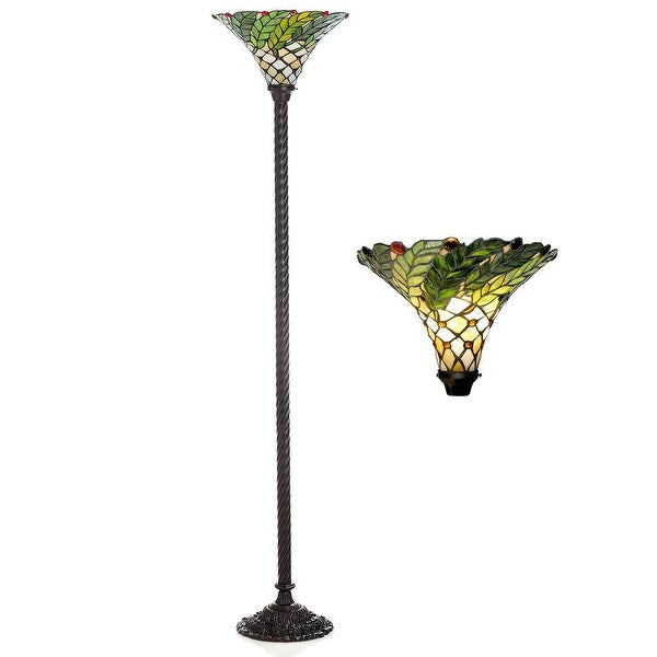 -style Green Leaf Torchiere Lamp