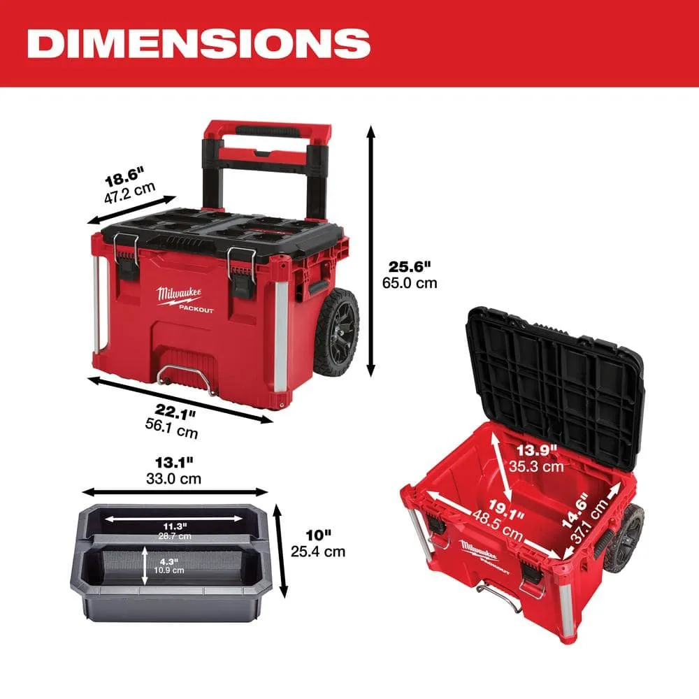 Milwaukee PACKOUT 22 in. Rolling Tool Box, 22 in. Large Tool Box and 22 in. Medium Tool Box 8426-8425-8424