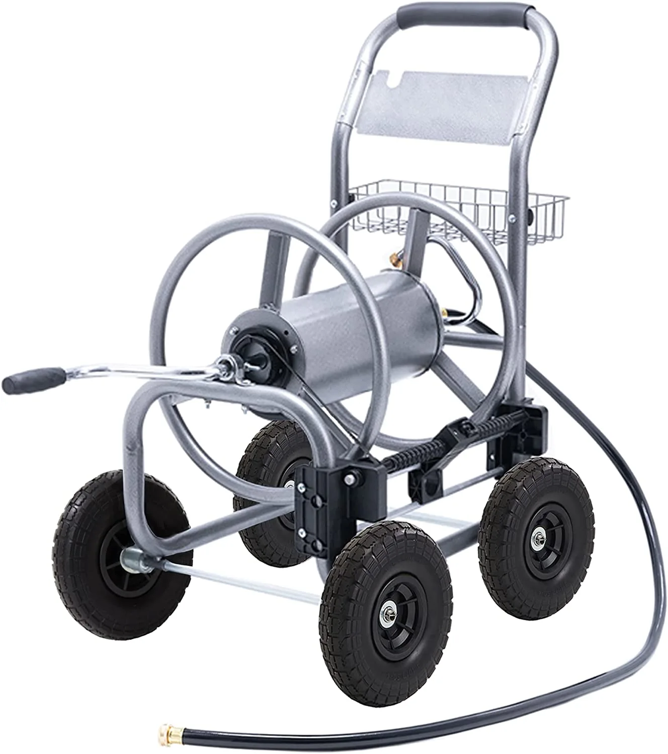 Hose Reel Cart, Hose Reel Cart with Wheels Heavy Duty, Industrial Hose Reels for Outside, 250-Feet of 5/8