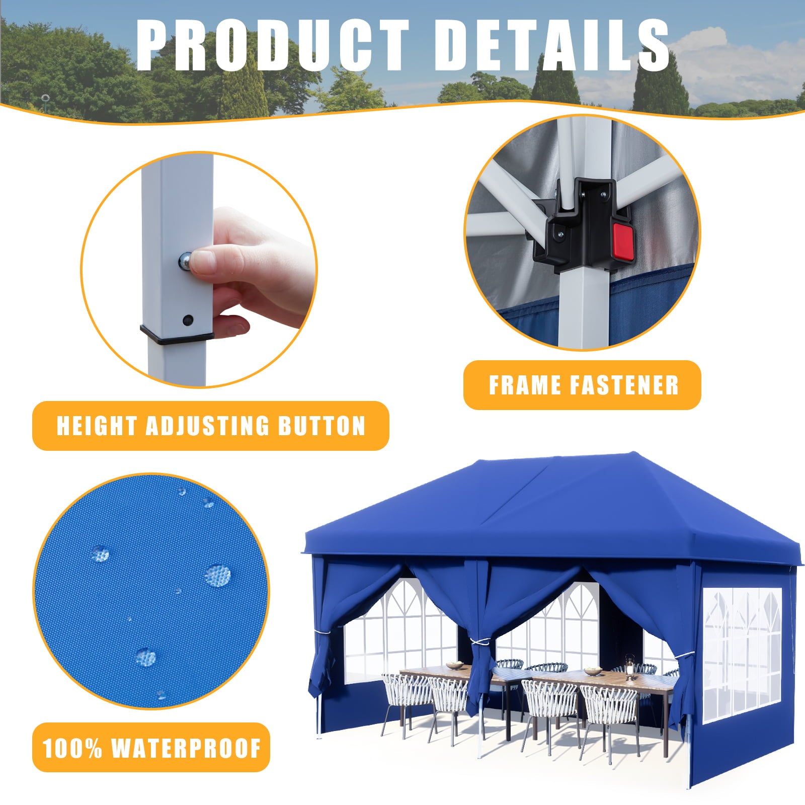 AVAWING 10 x 20 Canopy Tent with Sidewalls, Folding Pop Up Canopies Height Adjustable, Anti-UV & Waterproof Outdoor Canopy Tent with Portable Carry Bag for Parties, Patio, Commercial