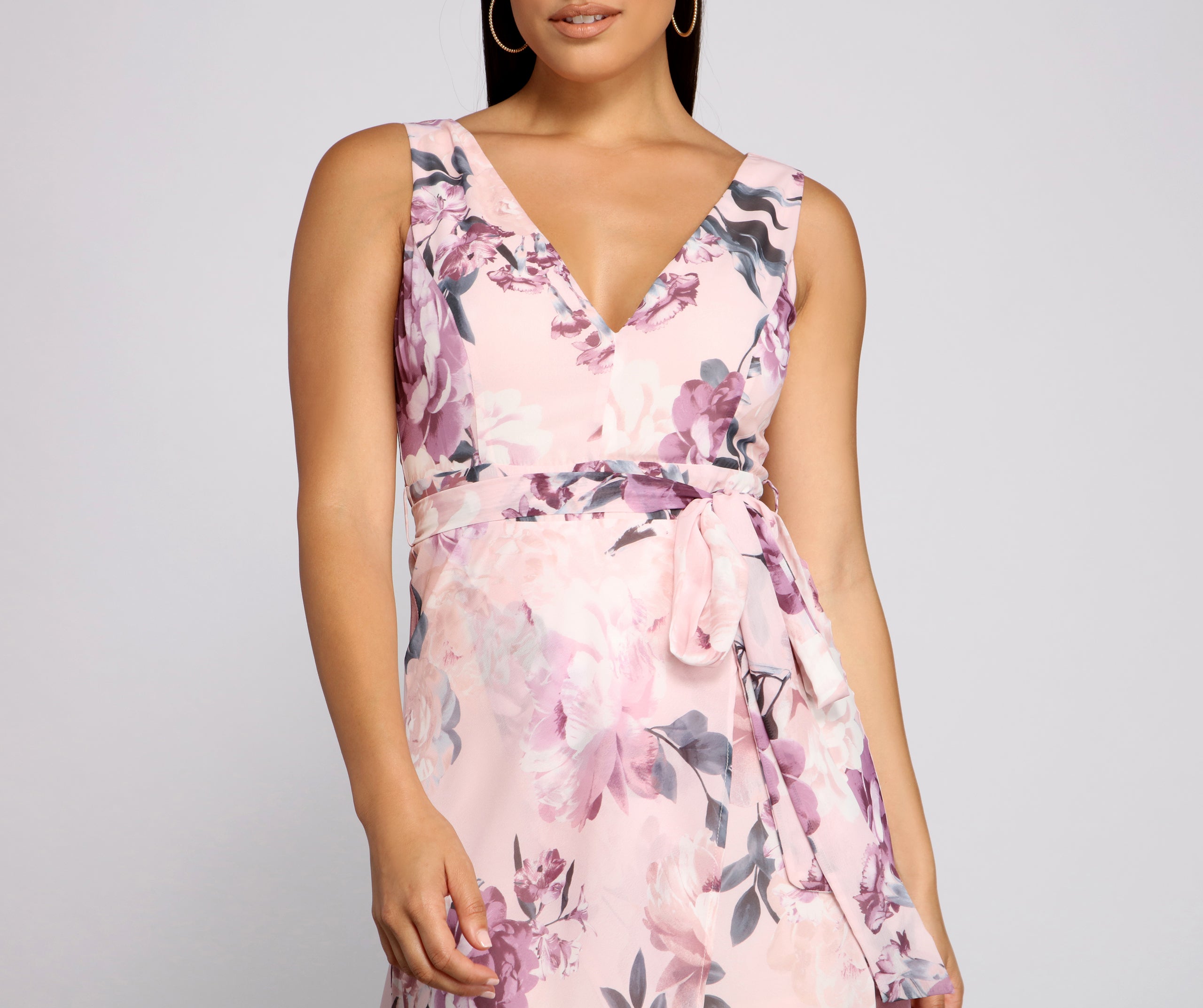 Wrapped In Romance Floral Chiffon Maxi Dress