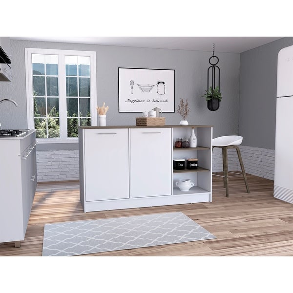 Boahaus Quimper Kitchen Base Cabinet (White - Dark Brown) - - 36267096