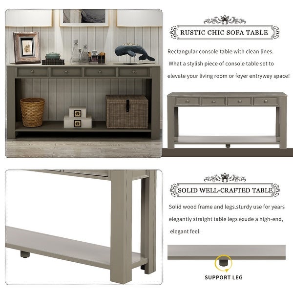 （Preferred Choice Furniture)Console Table for Entryway Hallway Sofa Table with 4 Storage Drawers and 1 Bottom Shelf - 64