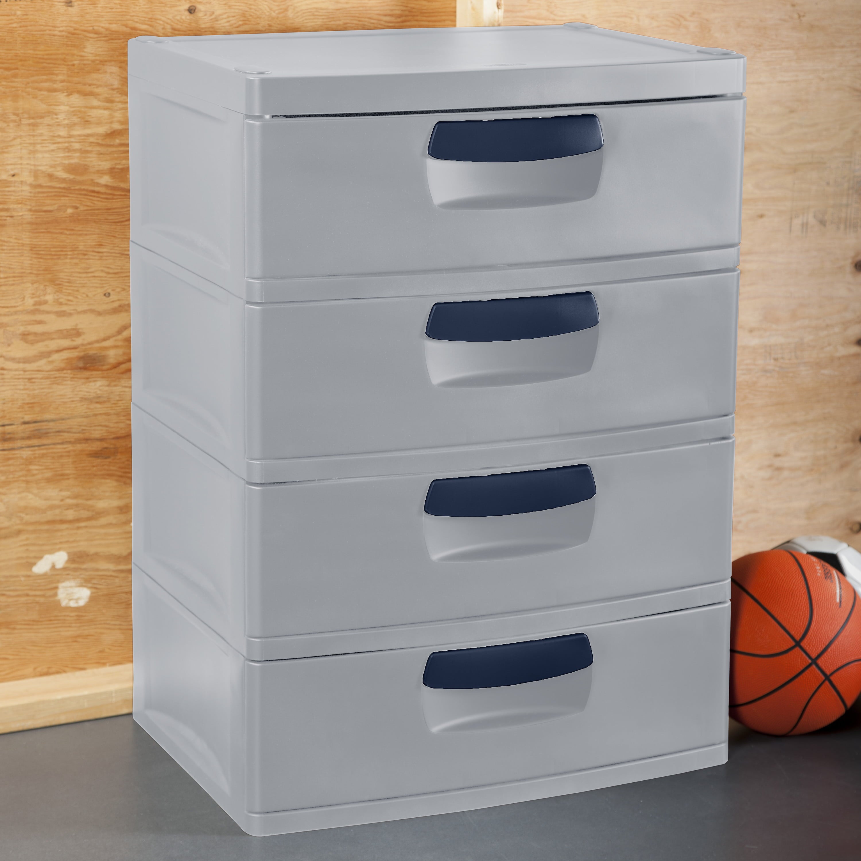 Sterilite 4 Drawer Unit Plastic, Cement