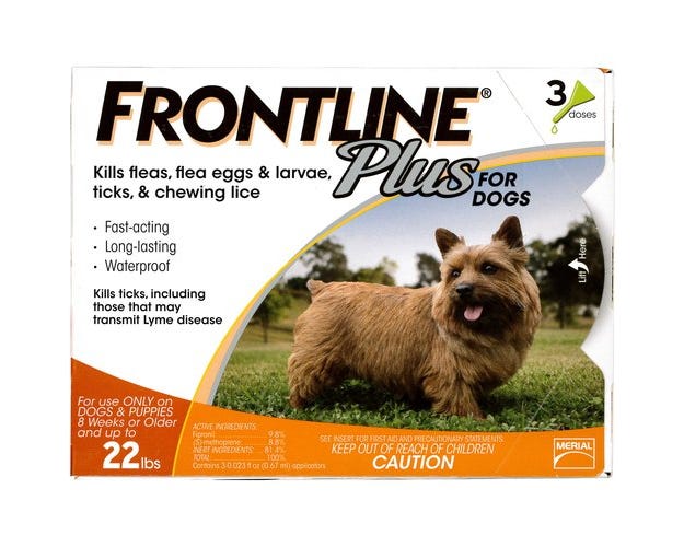 Frontline Plus Dog Flea and Tick Control 1-22 lb. (3 Doses)