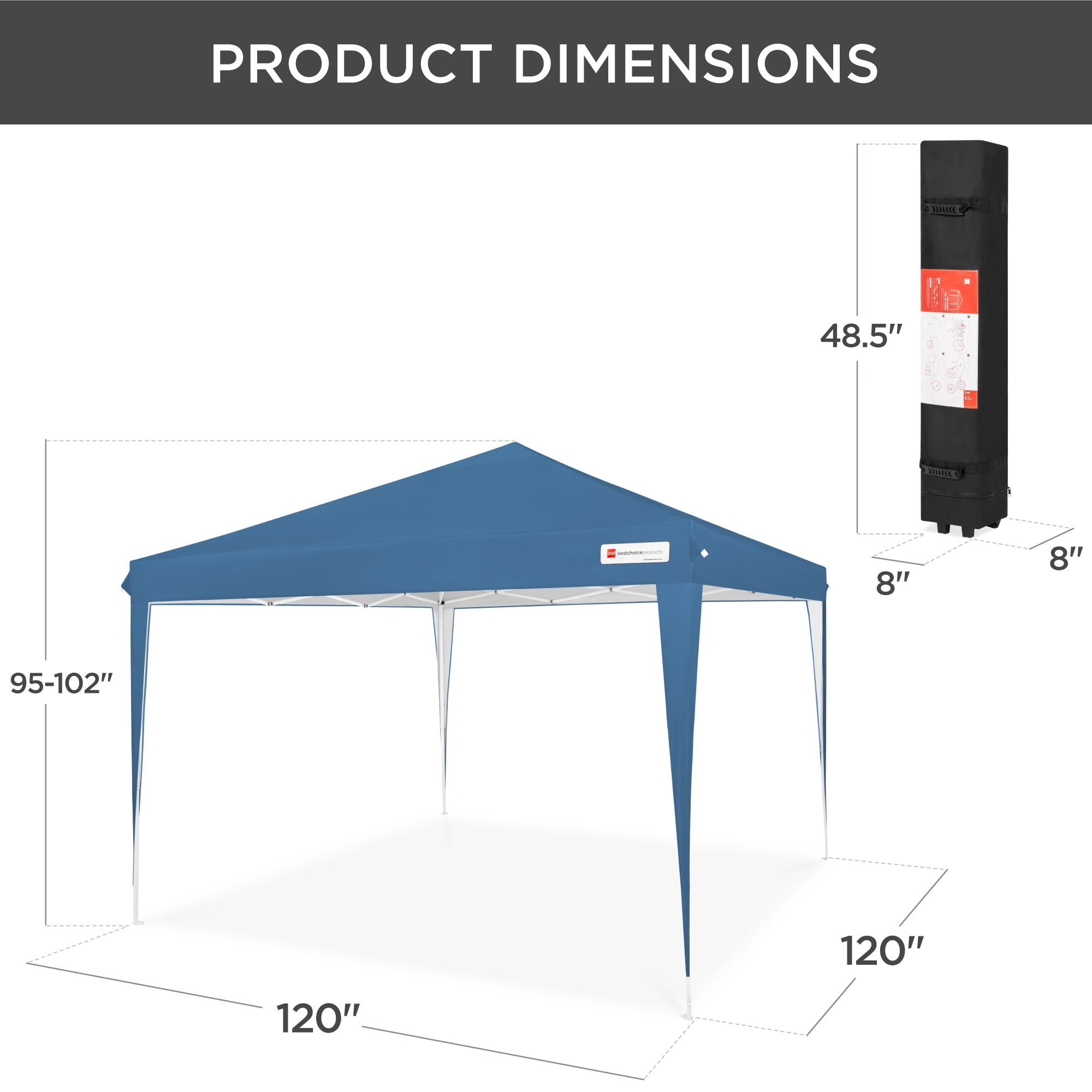 Best Choice Products 10x10ft Outdoor Portable Adjustable Instant Pop Up Gazebo Canopy Tent w/ Carrying Bag - Blue
