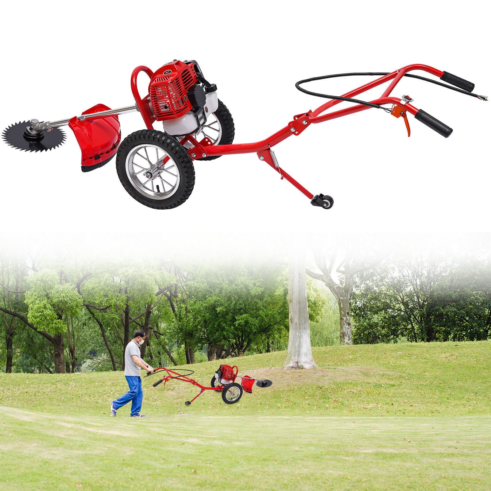 DENEST 2 Stroke 49CC Gasoline Grass Lawn Mower Hand Push Lawn Trimmer Brush Cutter Tool