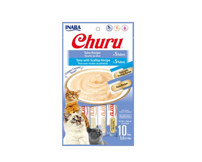 Inaba Churu Wet Cat Treats， Tuna Variety Pack， 10 Tubes