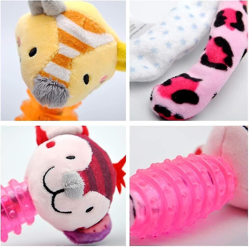 3pcs Dog Puppy Chew Toys Cartoon Toy Pet Supplies Play Toy For Baby Dog Pet (1pcs Blue 1pcs Pink 1pcs Yellow)