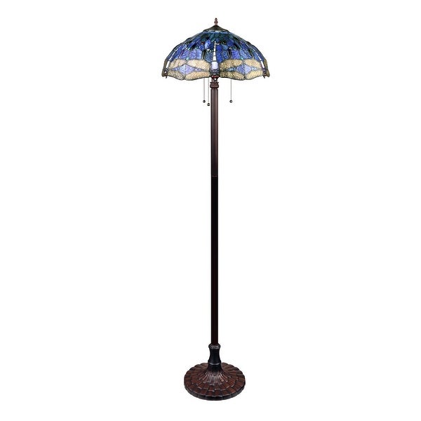 -Style Dragonfly Design Dark Bronze Floor Lamp - Dark Bronze