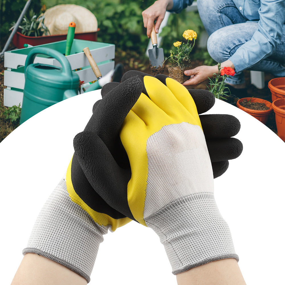 Delaman Gardening Gloves Non-slip Wear Resistant Labor Work Garden Gloves Gauntlet for Man and Woman Handling Yard Cleaning Fishing , 1 Pair