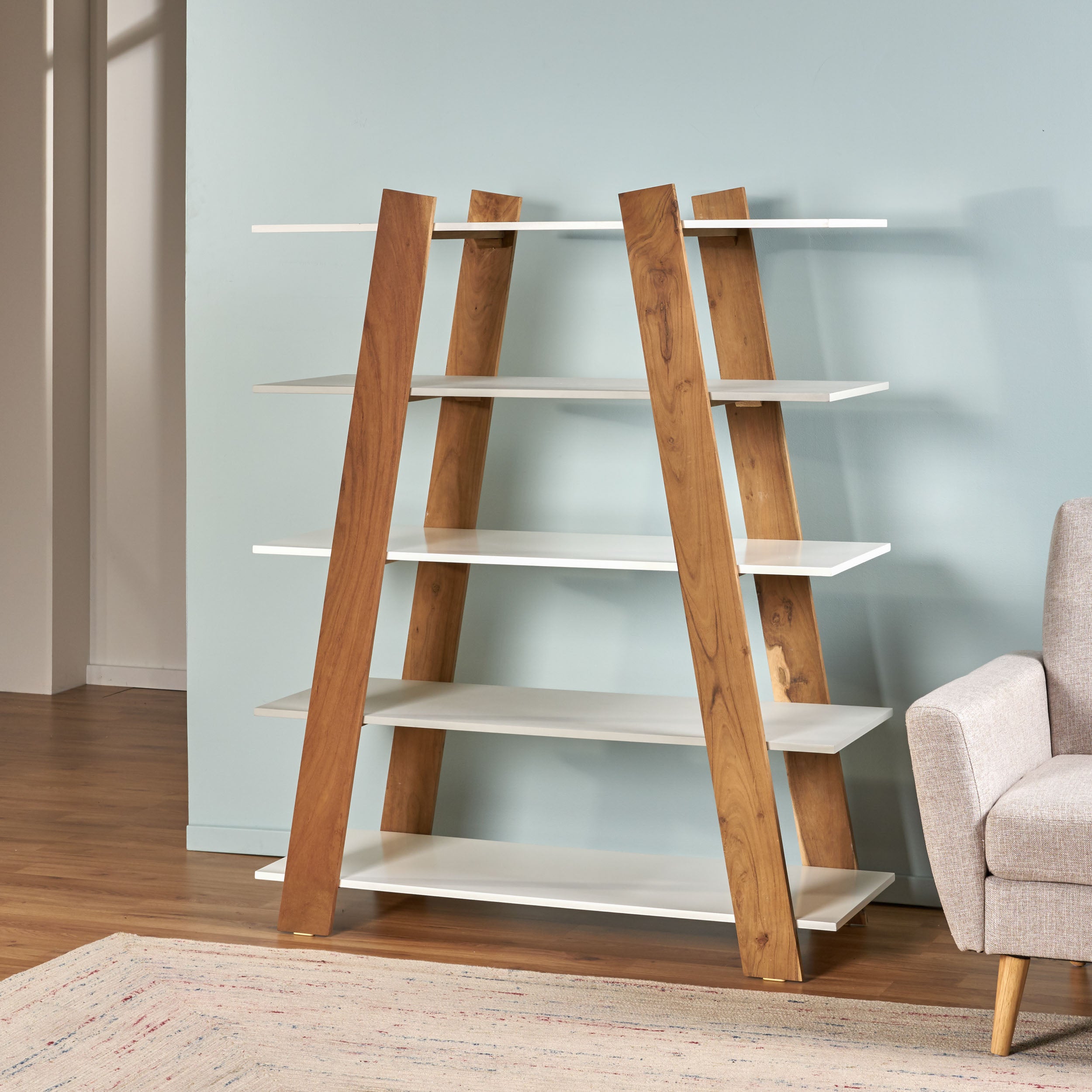 Jahzir Scandinavian Design 5-Shelf Etagere Bookcase