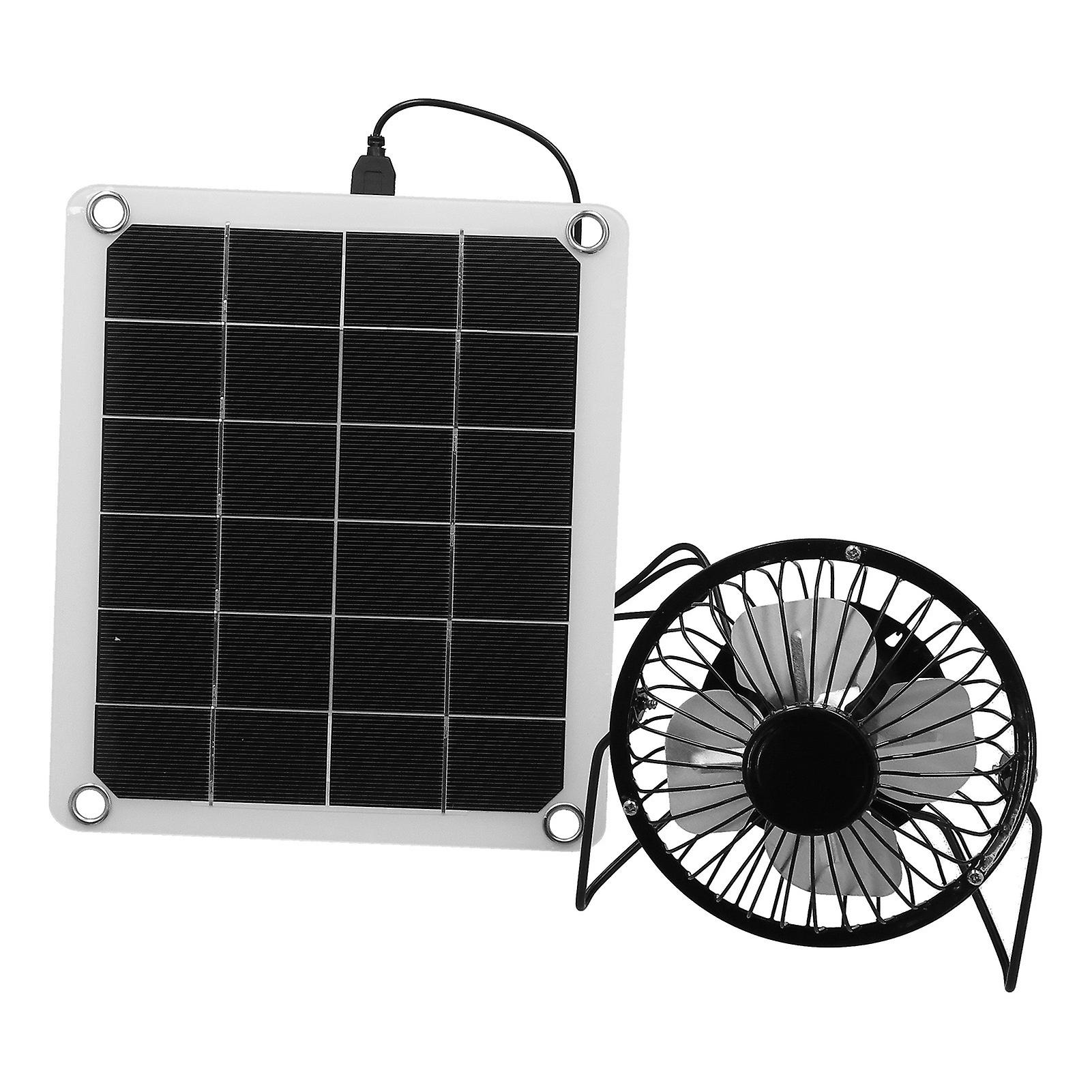 10w Photovoltaic Solar Panel Charger Kit With Fan Dual Usb Female Ports For Outdoor Chicken House Farm