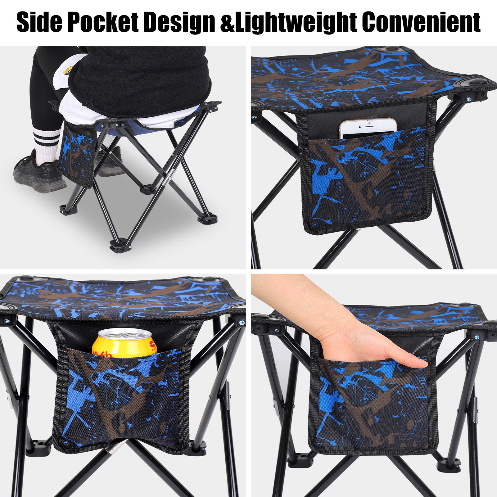 Yaoping Folding Camping Stool, Camouflage Portable Outdoor Camping Chair with Storage Bag, Lightweight Strong Bearing Capacity Chair for Adult Fishing Hiking Gardening