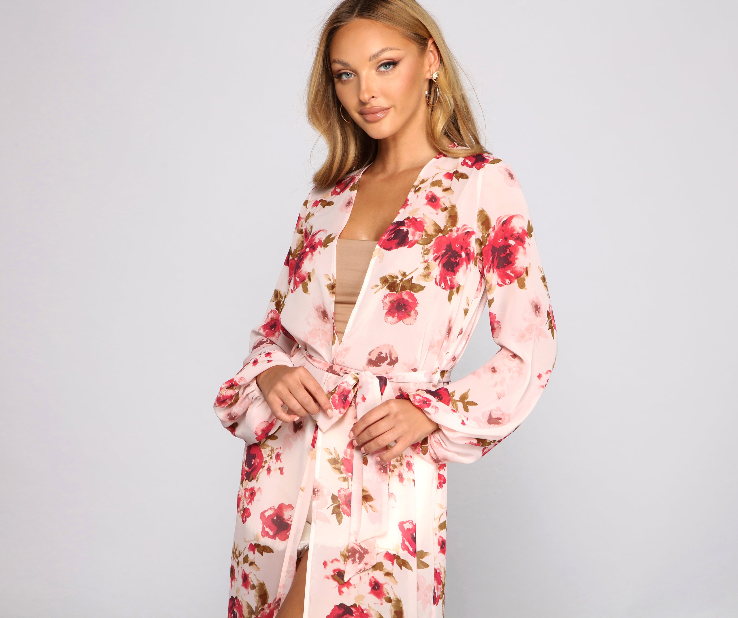 Embraced In Beauty Chiffon Floral Duster