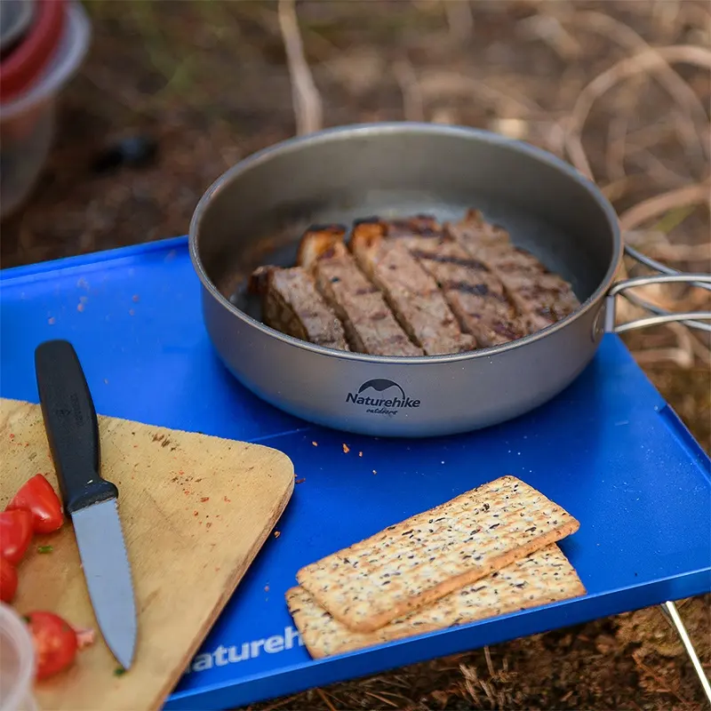Camping   hiking products Ultralight Titanium Pot Pan Pure Titanium Cookset Outdoor Camping Cookware