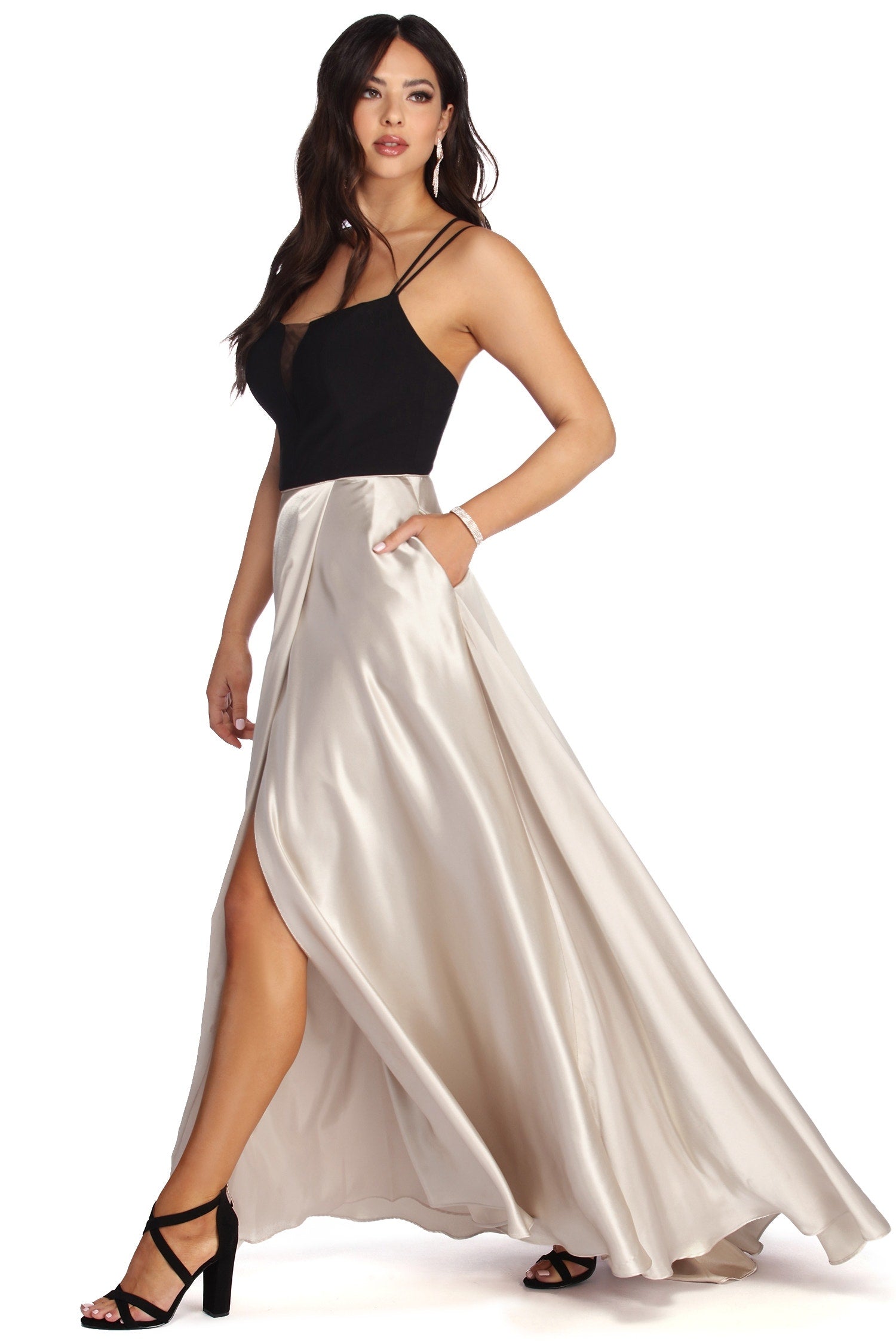 Celine Formal Wrap Satin Dress