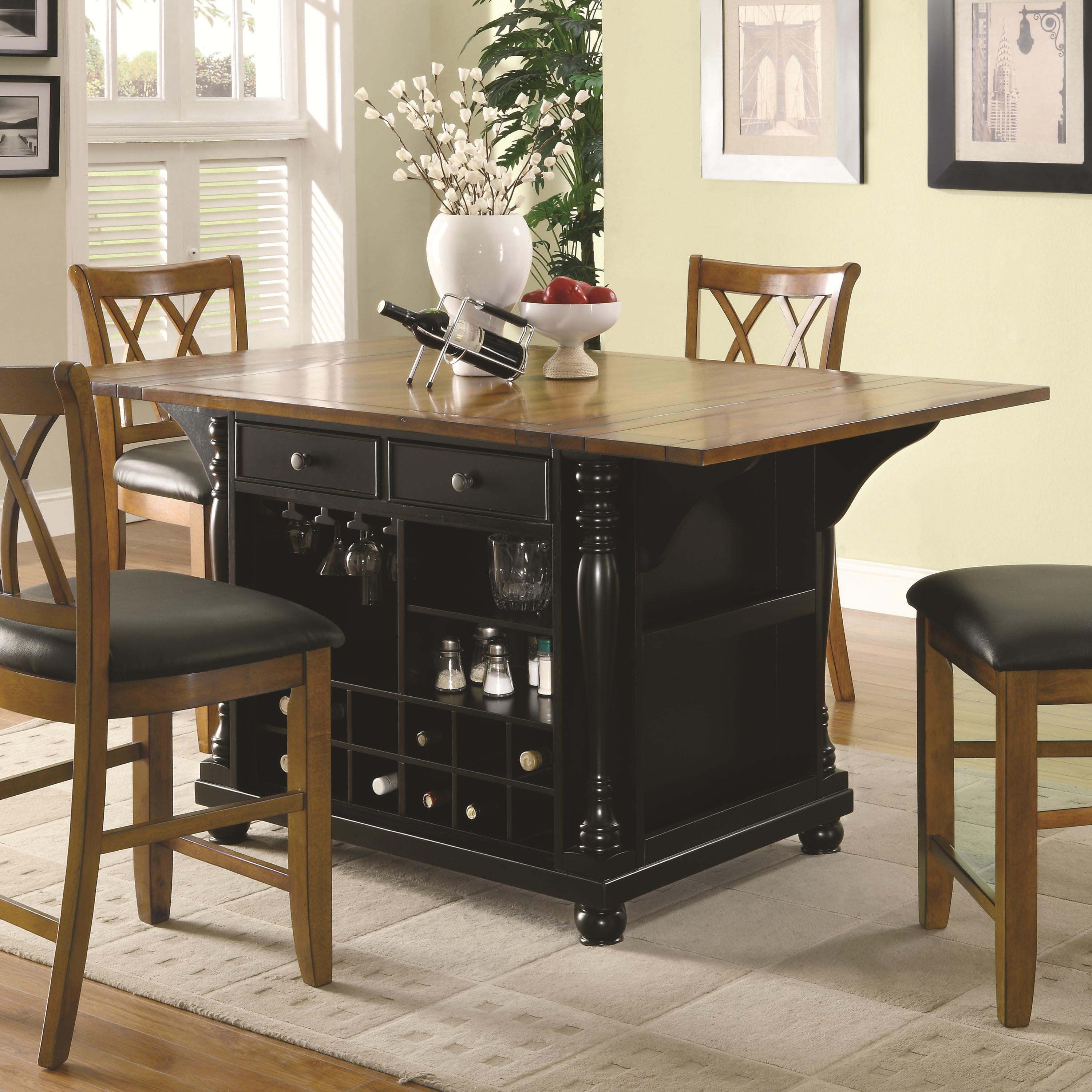 Large Scale Kitchen Island in Black and Cherry Finish