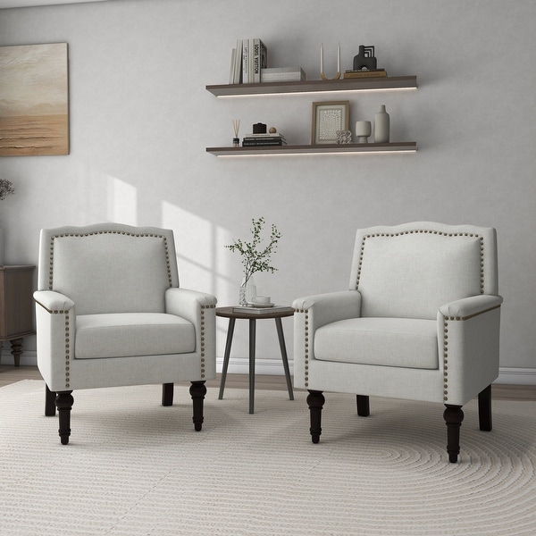 2PACK Modern Armchair Accent Chair Cotton Linen Living Room Chair