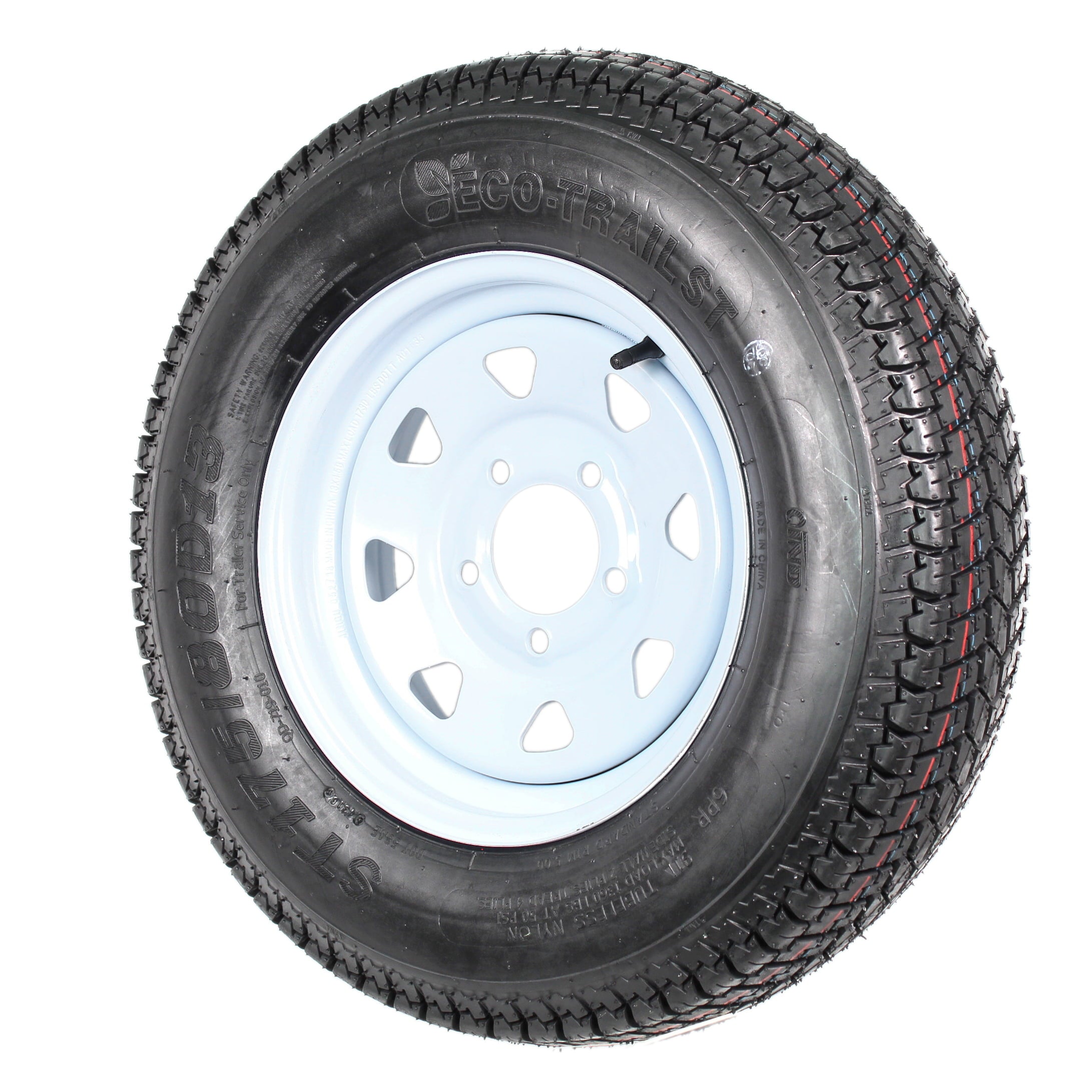 2-Pk Trailer Tires Rims ST175/80D13 175/80 13 B78-13 LRC 5 Lug White Spoke Wheel