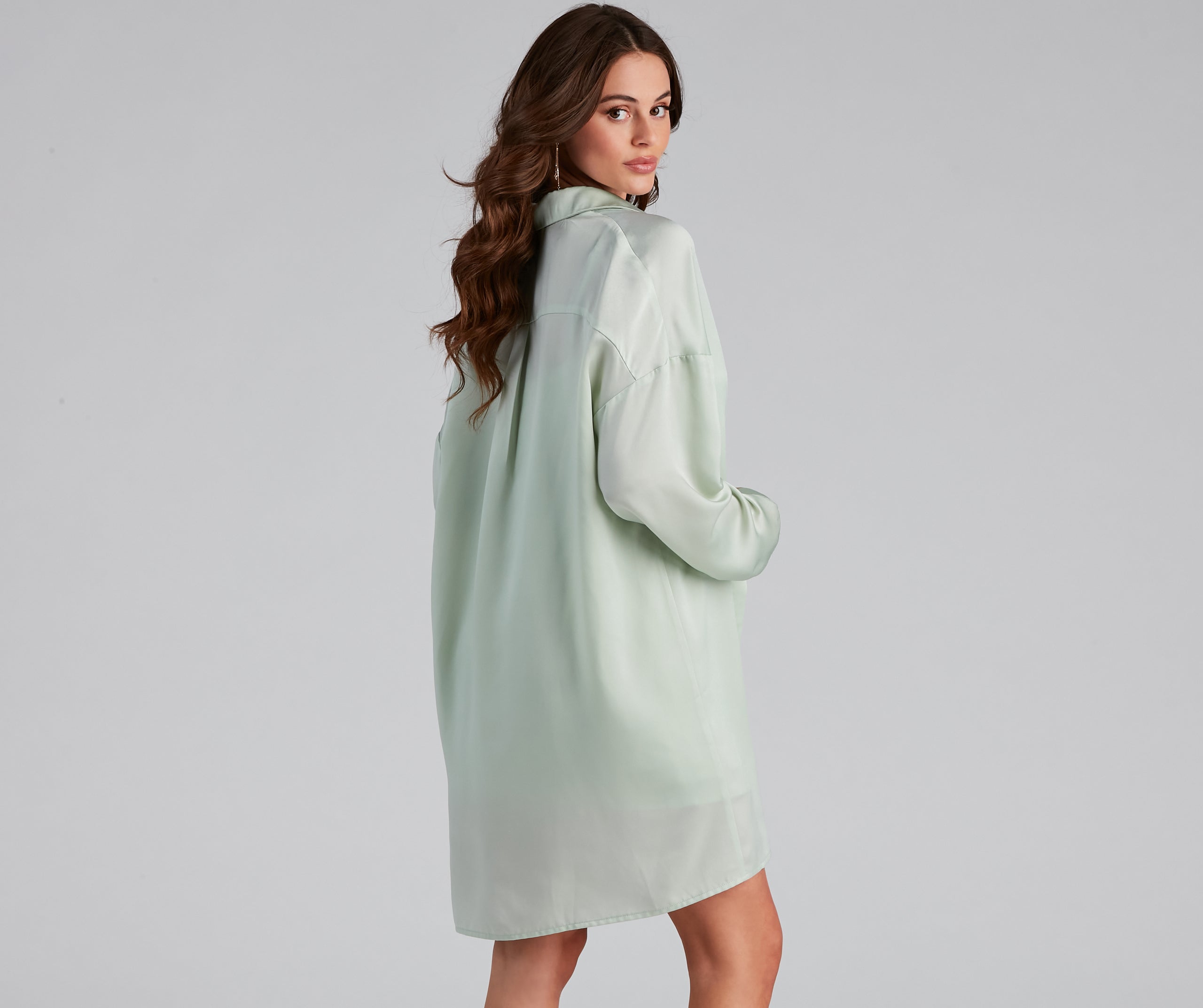 Weekend Chic Satin Button-Front Tunic