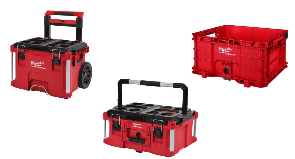 Milwaukee PACKOUT Rolling Tool Box, Large Tool Box, and Crate Bundle