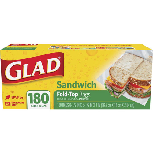 Clorox Glad Food Storage Bags | Sandwich Fold Top， 6.50