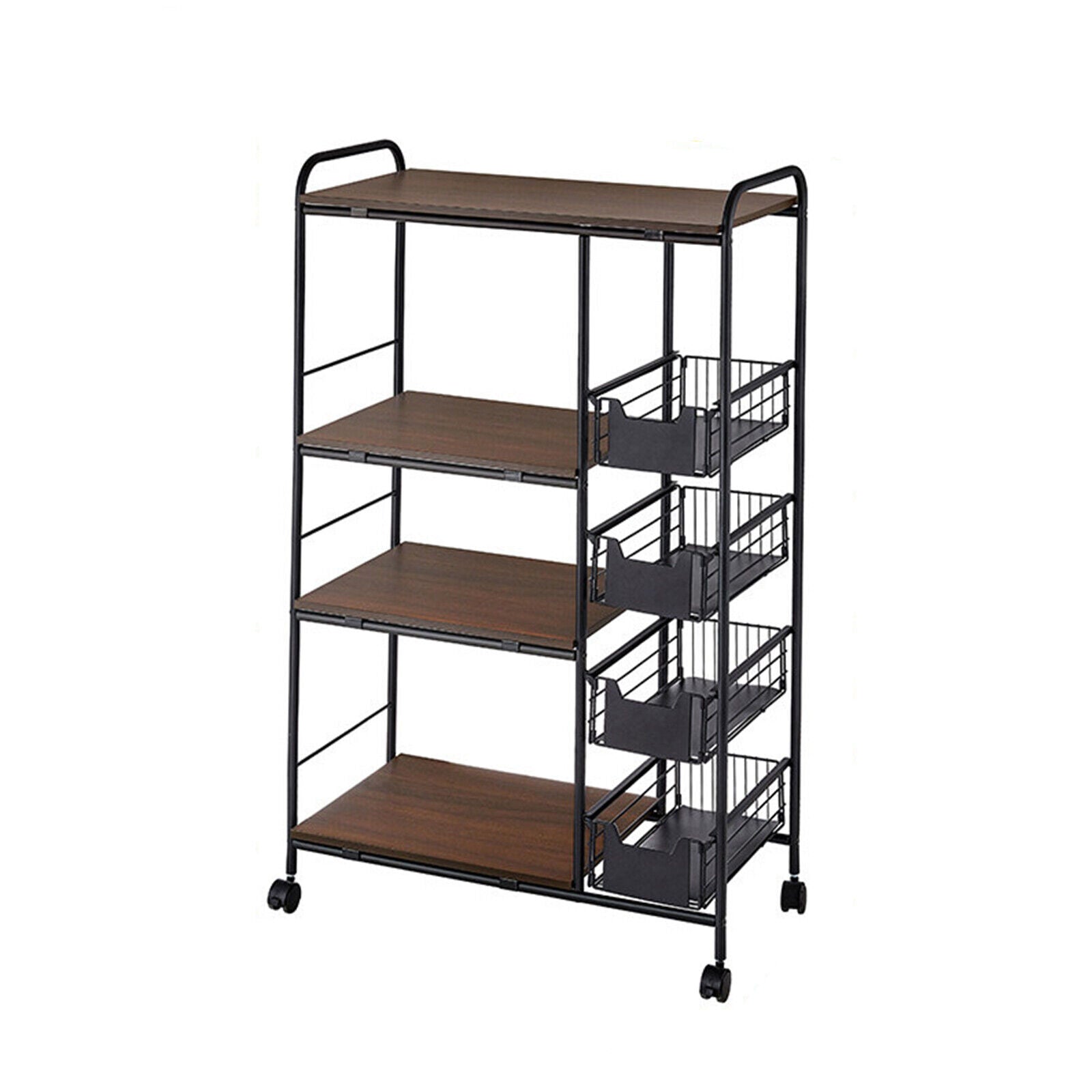 ZhdnBhnos Kitchen Storage Shelf Rack Cart Utility Microwave Oven Holder Stand Organizer with 4 Push-Pull Drawers 100 Pounds Load Capacity