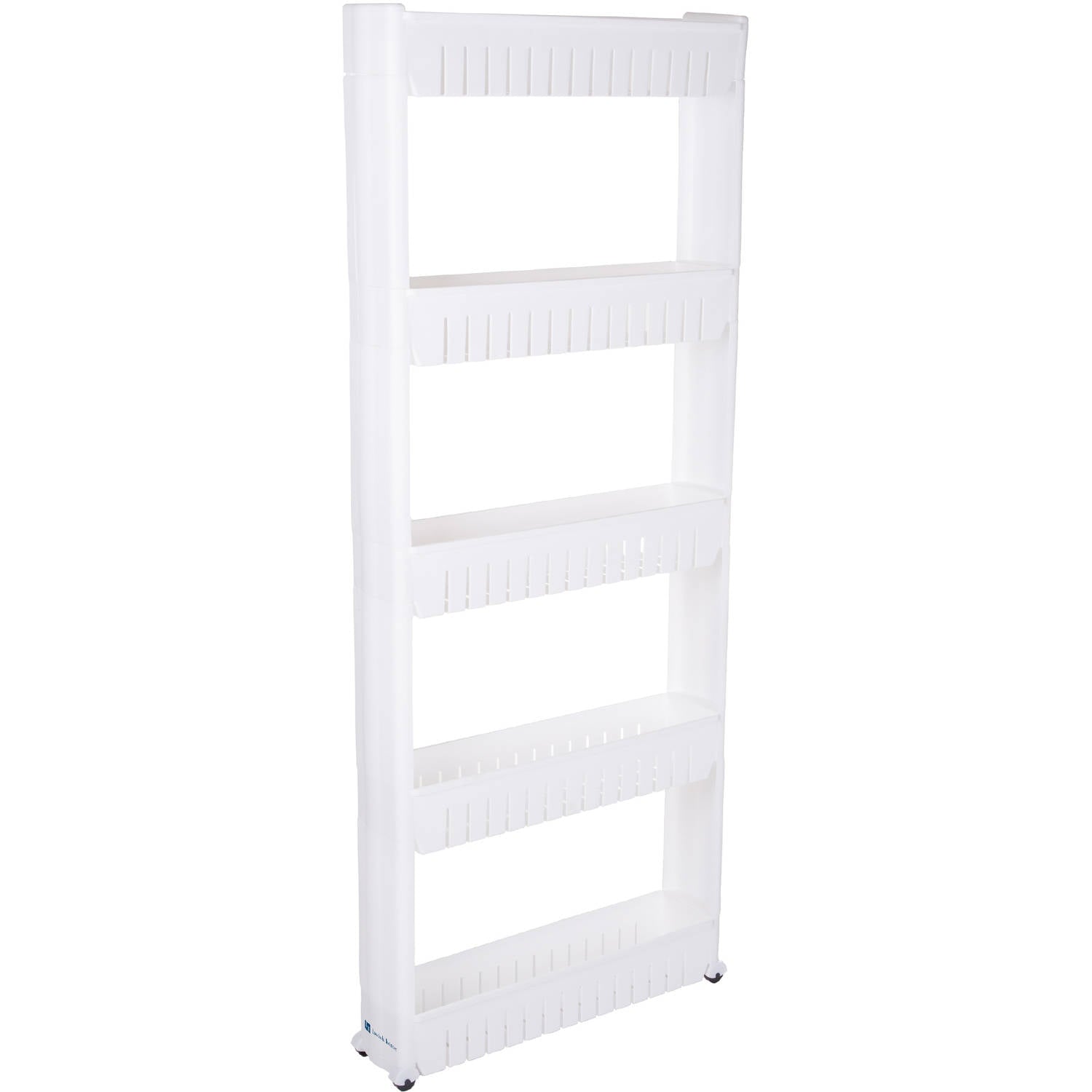 Slide-Out Pantry Storage Rack - 5-Tier White Plastic Pantry Organization and Storage Rolling Cart With Baskets for Narrow Spaces by Lavish Home