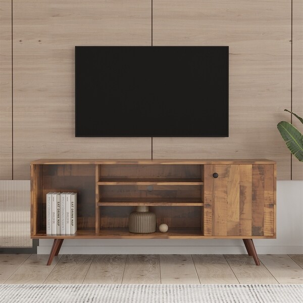 Modern TV Stand with 1 Storage and 2 Shelves Cabinet