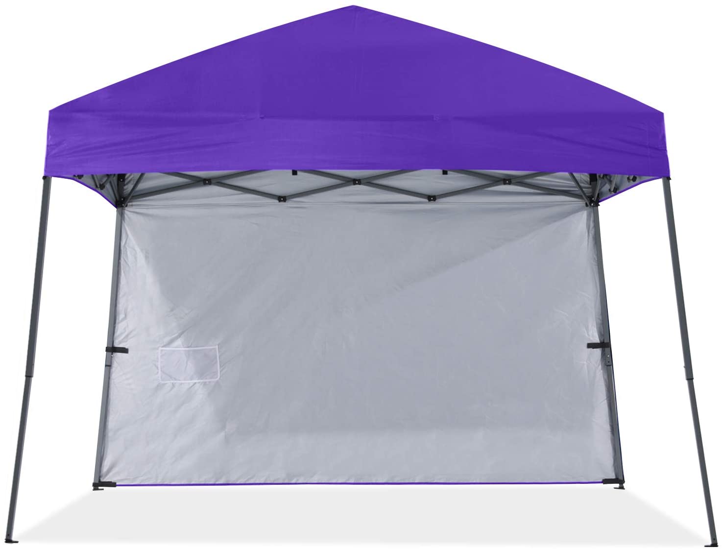 ABCCANOPY 10 ft x 10 ft Outdoor Pop up Slant Leg Canopy Tent with 1 Sun Wall and 1 Backpack Bag - Purple