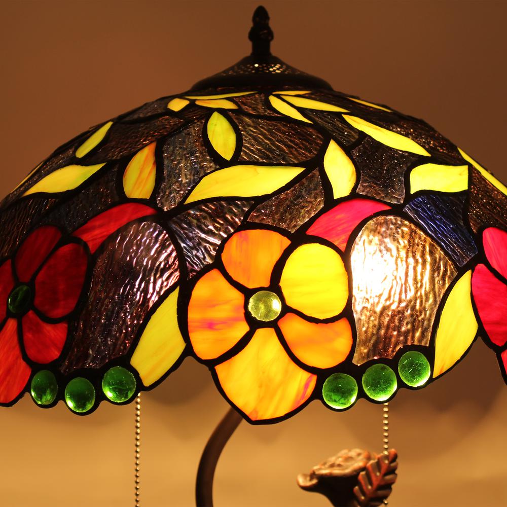 CHLOE Mariebelle -Style Floral Stained Glass Table Lamp 16" Width