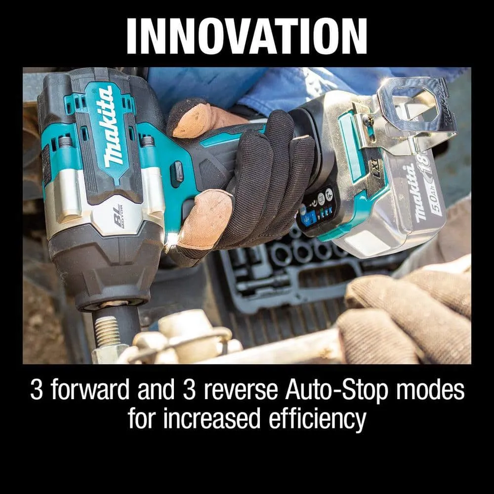 Makita 18V LXT Lithium-Ion Brushless Cordless 4-Speed Mid-Torque 1/2 in. Impact Wrench w/ Detent Anvil (Tool Only) XWT18Z